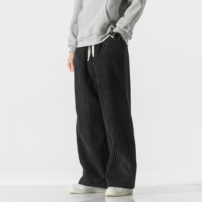 Men's loosely cut corduroy pants with drawstring waistband and distinctive ribbed texture Chichicherry