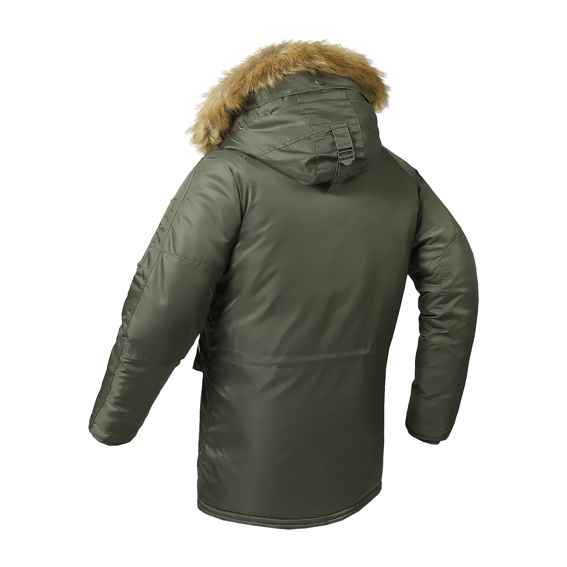 Men's longer thermal insulated parka with faux fur hood and utility pockets Chichicherry