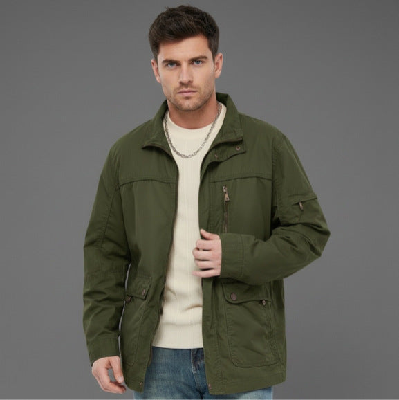Men's lightweight outdoor utility jacket with standing collar Chichicherry