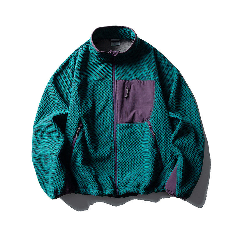 Unisex textured fleece jacket with stand-up collar and chest pocket Chichicherry