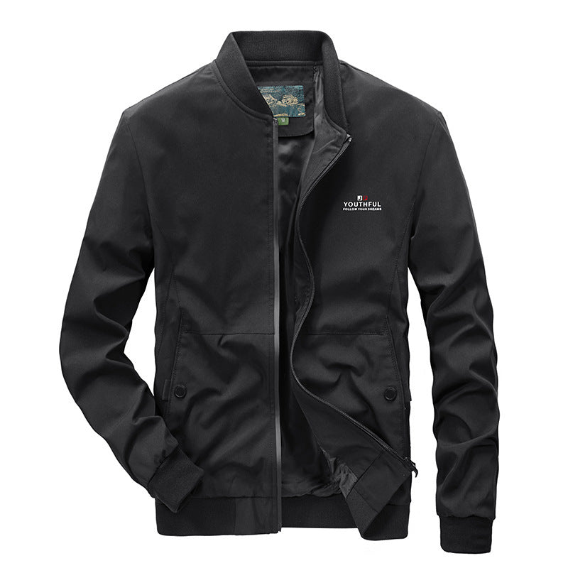 Men's minimalist nylon flight jacket with high ribbed collar, lightly padded and water-repellent Chichicherry