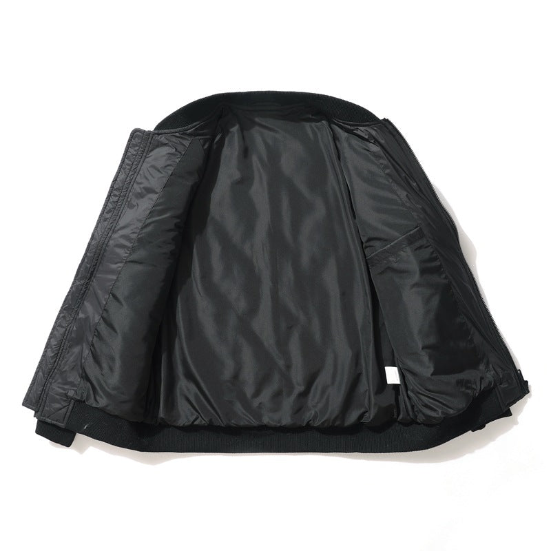 Men's Quilted Bomber Jacket with Fleece Sleeves and Utility Pockets Chichicherry
