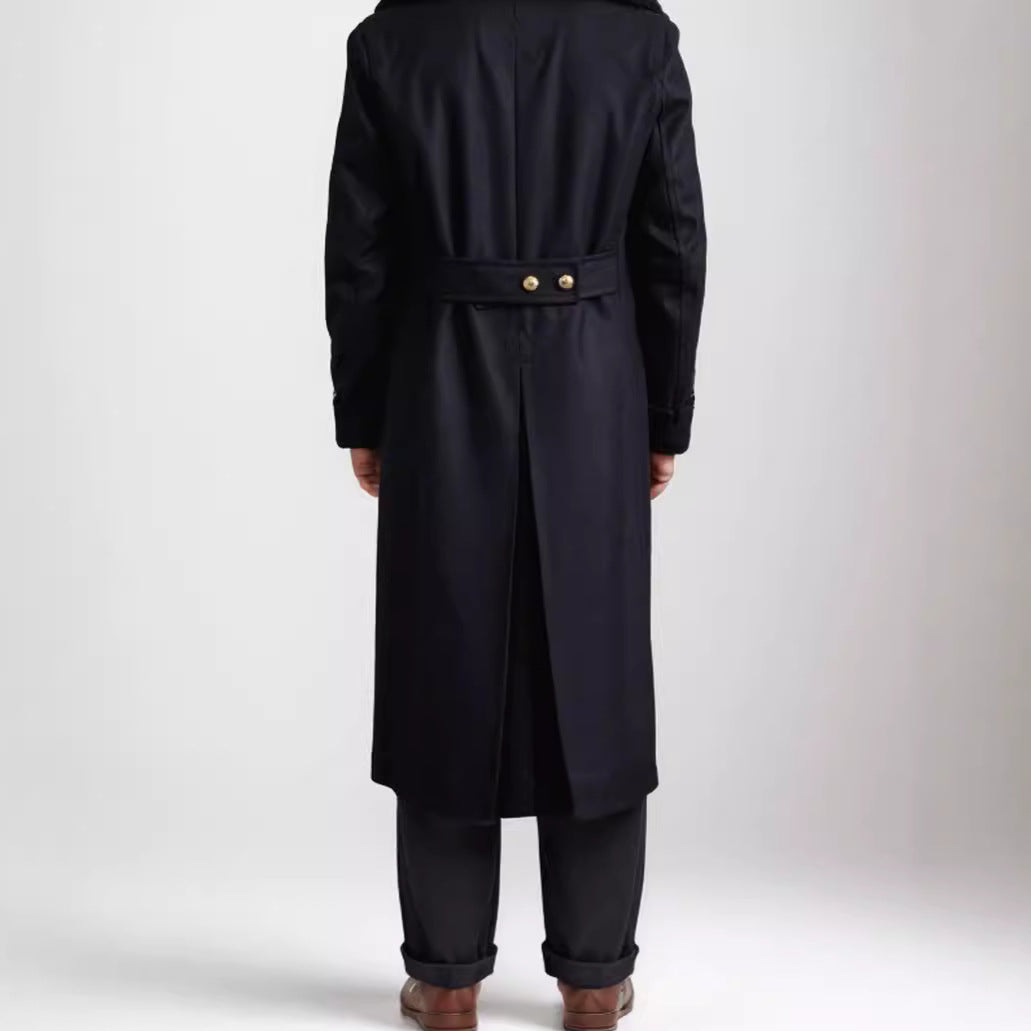 Men's Elegant Double-Breasted Wool Coat with Wide Lapels Chichicherry