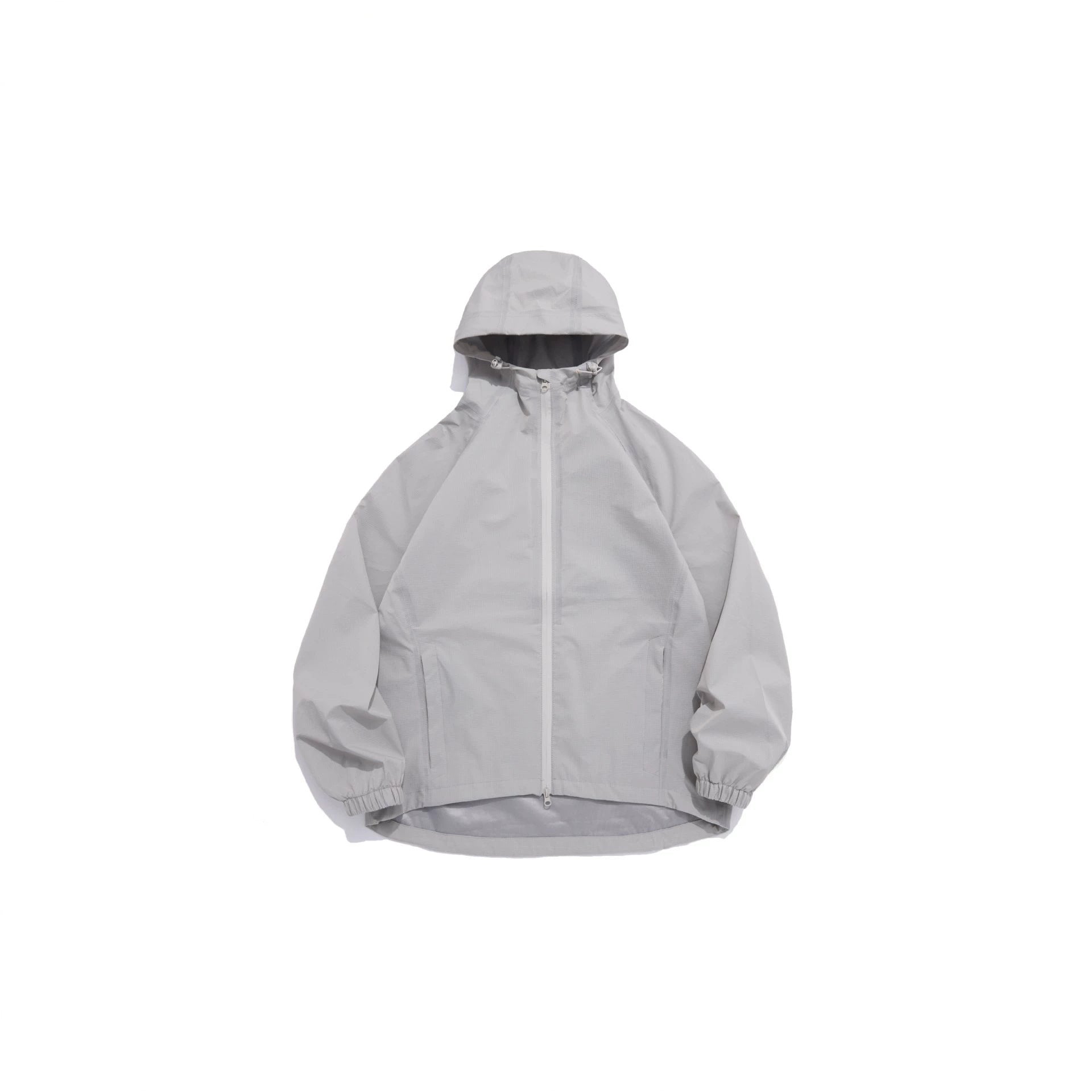Unisex Lightweight Rain Jacket with Hood, Two-Way Zipper and Extended Hem Chichicherry