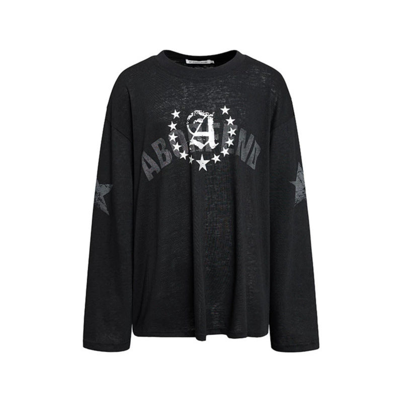 Women's oversized long sleeve made of cotton jersey with glitter star print and round neckline Chichicherry