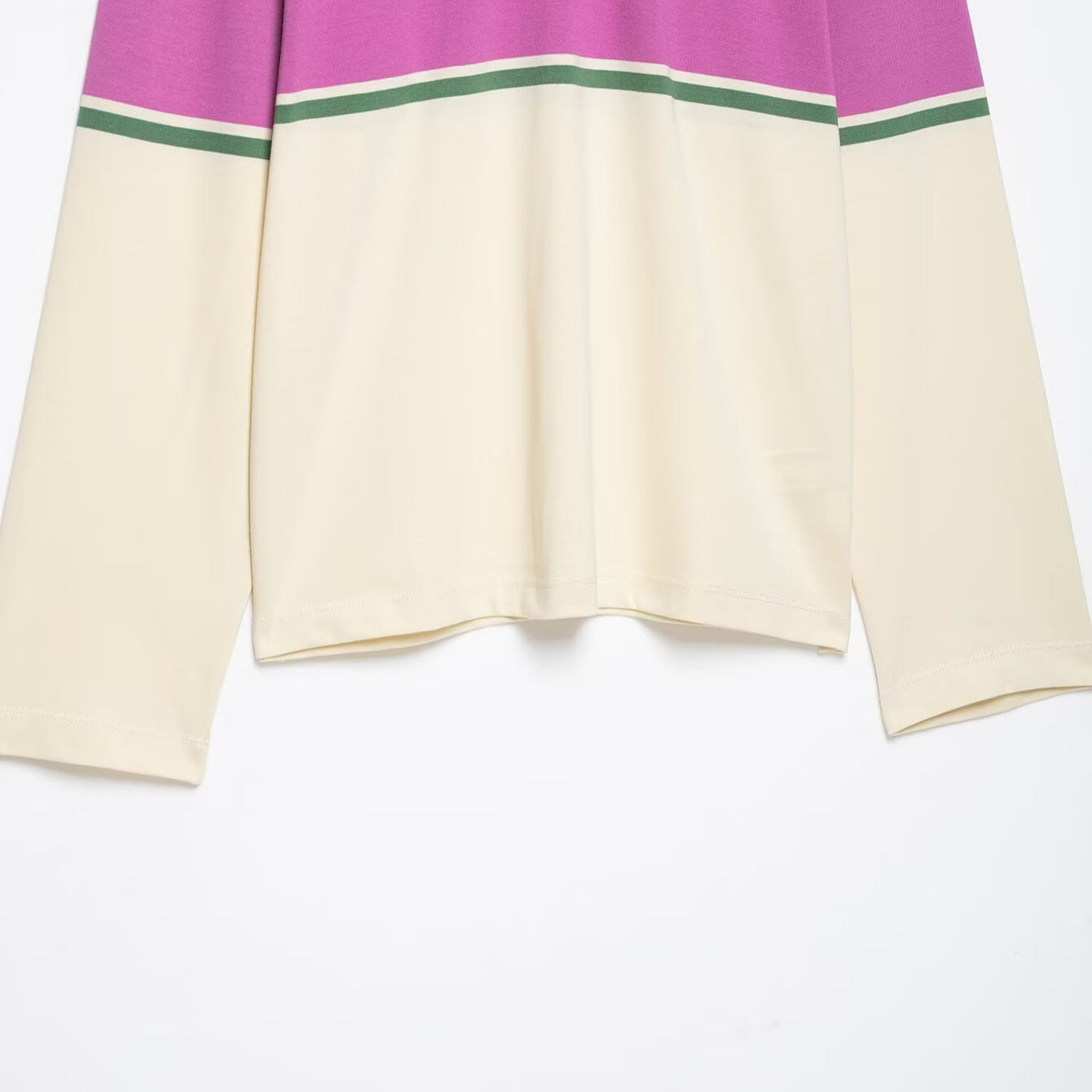 Women's Oversize Rugby Polo Shirt with Wide Block Stripes and Kent Collar Chichicherry