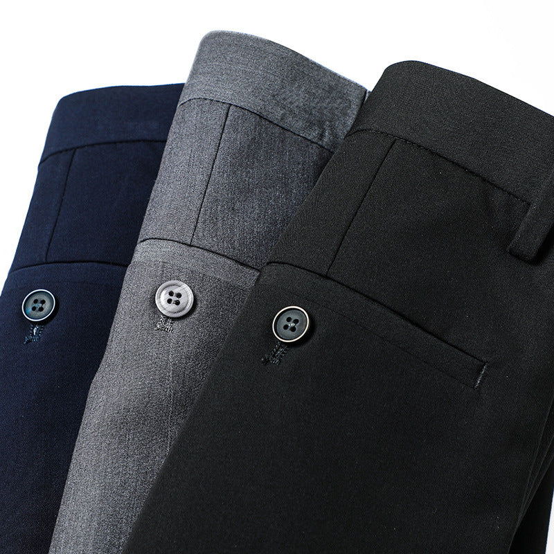 Men's Formal Slim-Fit Suit Trousers with Stretch Waistband and Crease Chichicherry