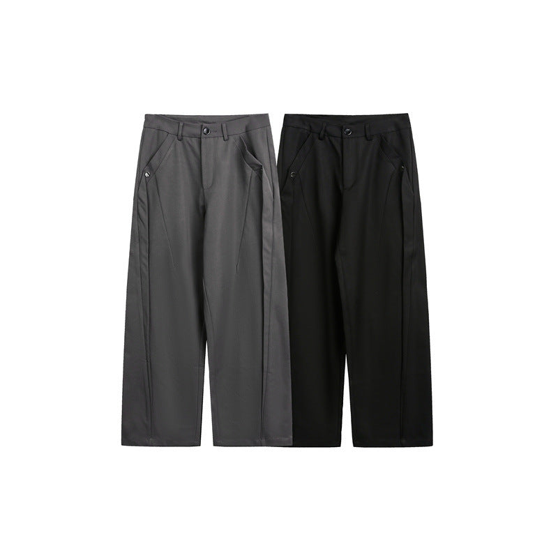 Women's Wide High-Waist Trousers with Crease and Side Slip Pockets Chichicherry