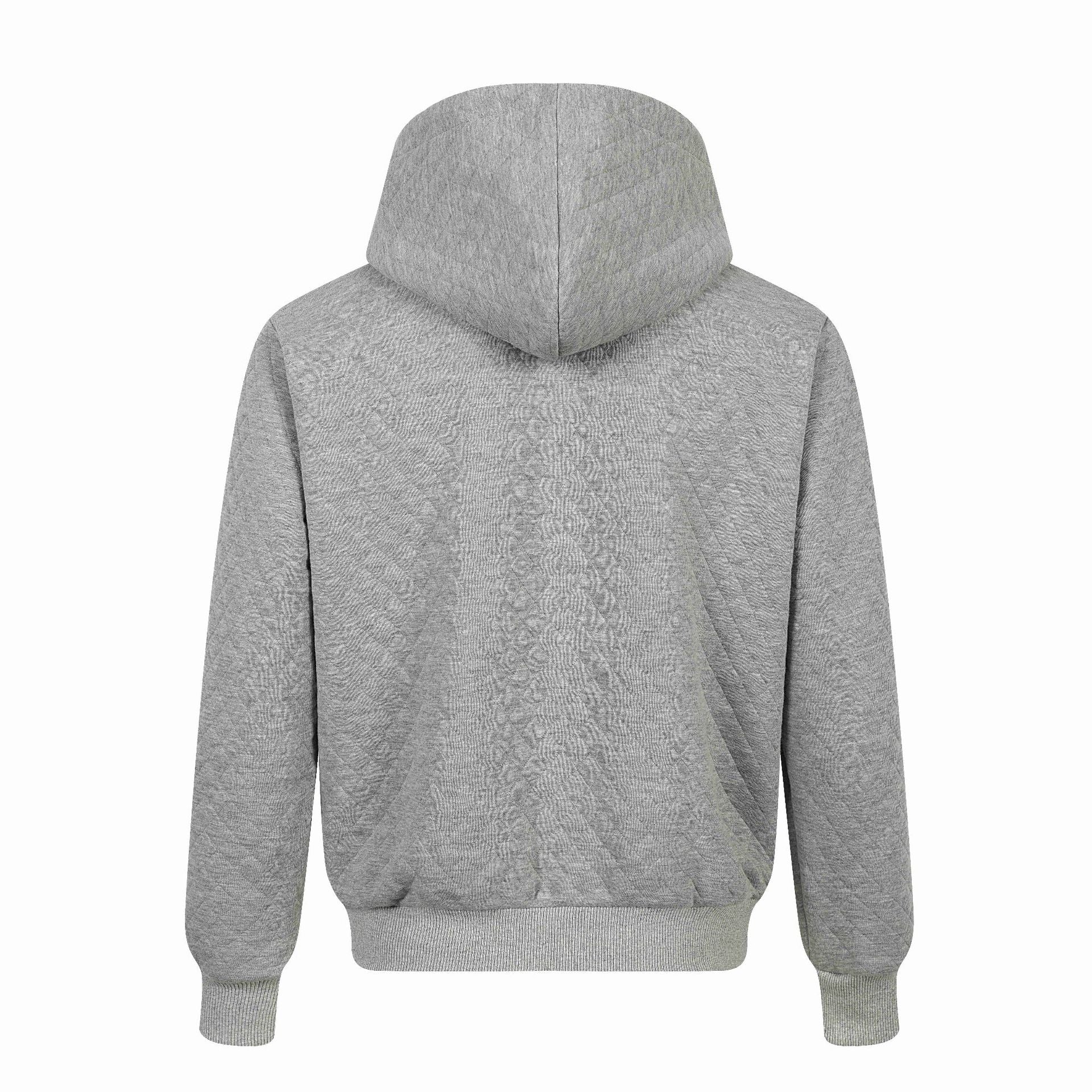 Unisex Quilted Hooded Jacket with Zipper, Kangaroo Pocket and Reflective Tiger Embroidery Chichicherry