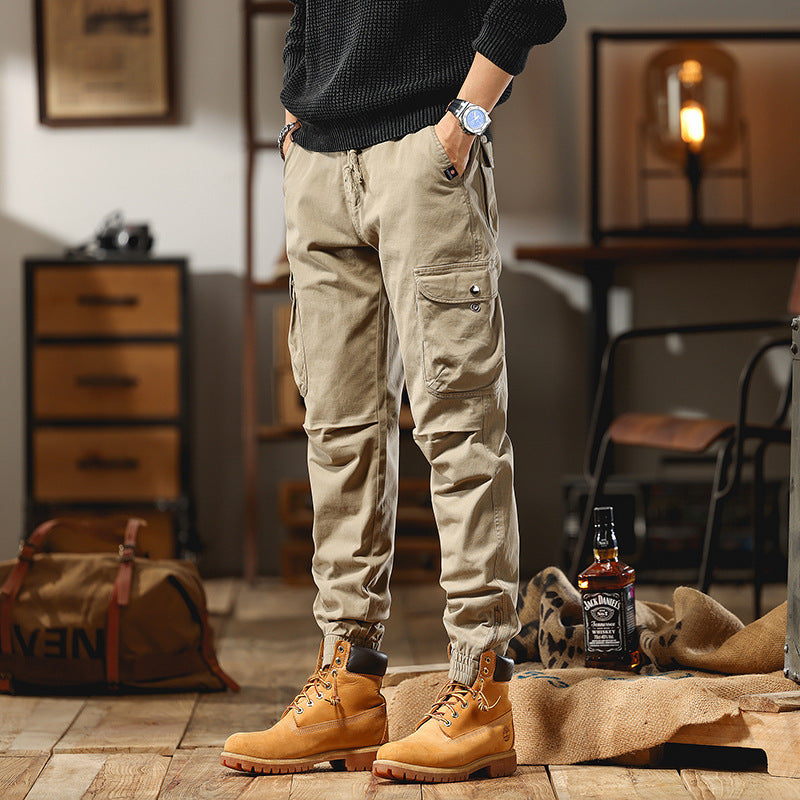 Men's cargo joggers with multi pockets and elastic cuffs Chichicherry