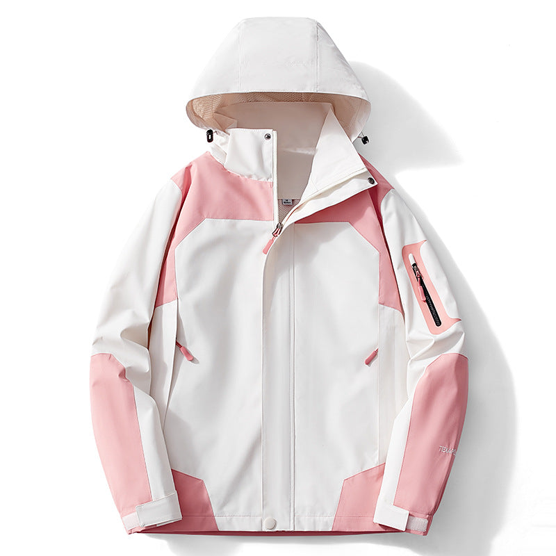 Men's technical softshell hooded jacket with contrast panels and zippered sleeve pocket Chichicherry