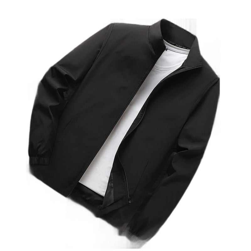 Men's Lightweight Windbreaker Transition Jacket with Stand-up Collar, Elastic Cuffs and Concealed Zipper Chichicherry
