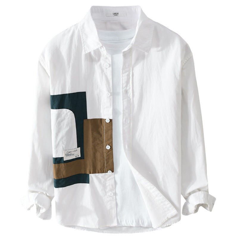Men's overshirt shirt with geometric patch design and relaxed fit Chichicherry