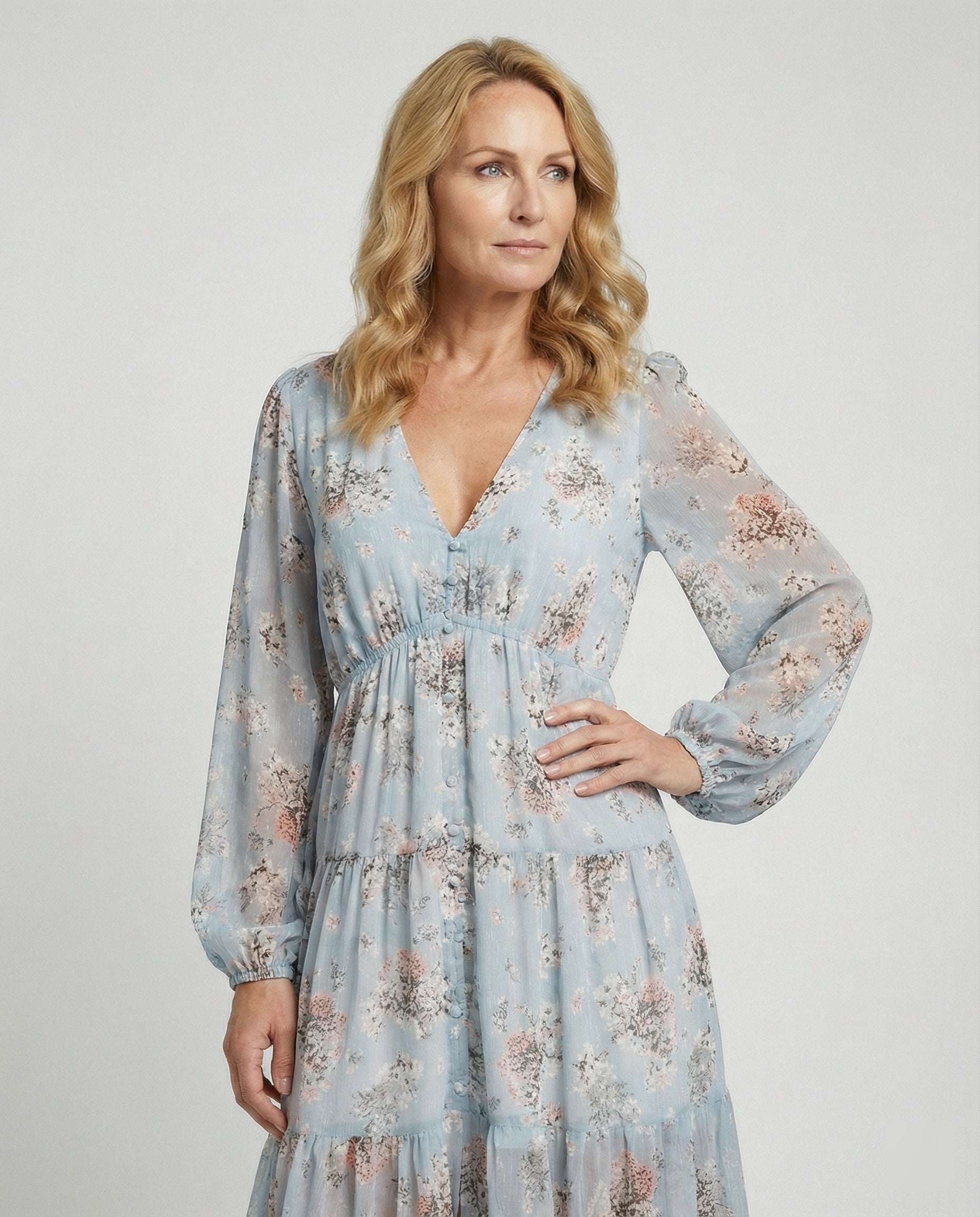 Women's Maxi Dress Summer Button Placket