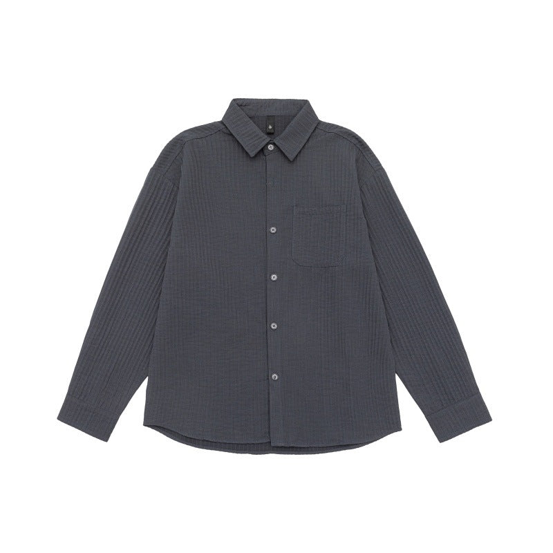 Unisex Textured Oversized Shirt Jacket with Waffle Structure and Chest Pocket Chichicherry