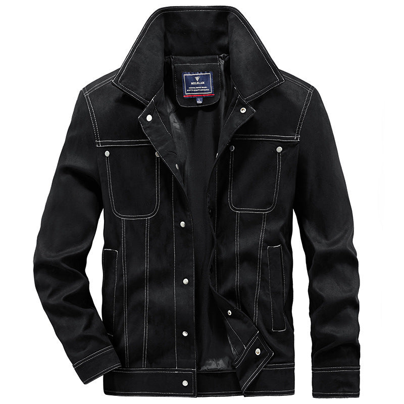 Men's jeans jacket in worker trucker style with distinctive contrast stitching Chichicherry