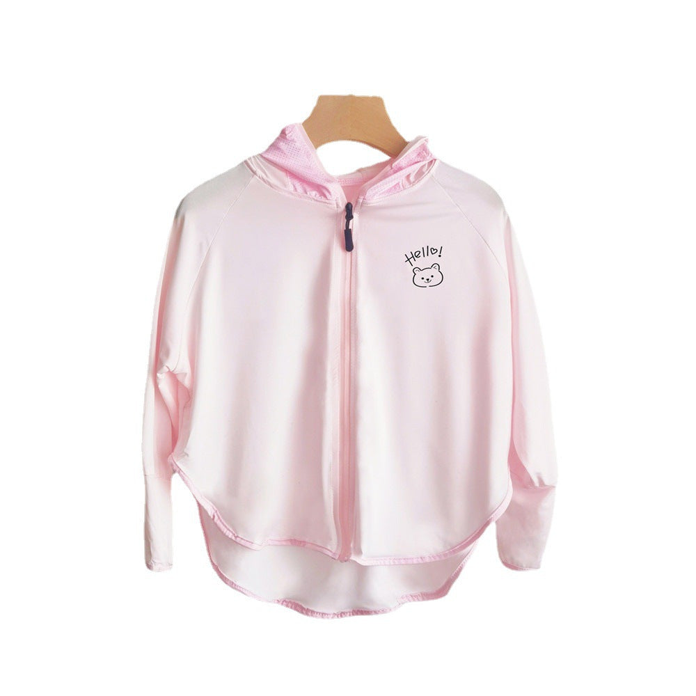 Unisex nan breathable children's UV protection jacket with A-line cut, hood and thumb holes Chichicherry