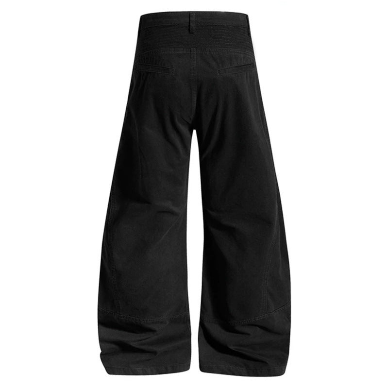 Women High-waisted wide Denim culotte pants with reinforced ribbed knee panels and patch stitching Chichicherry
