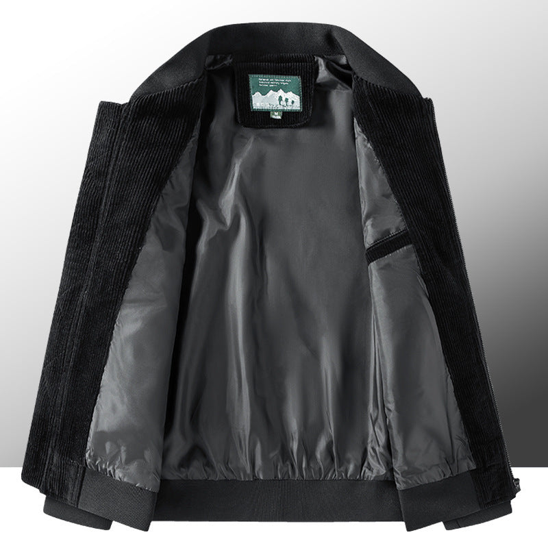 Men's corduroy bomber jacket with lightweight thermal lining and utility arm pocket Chichicherry