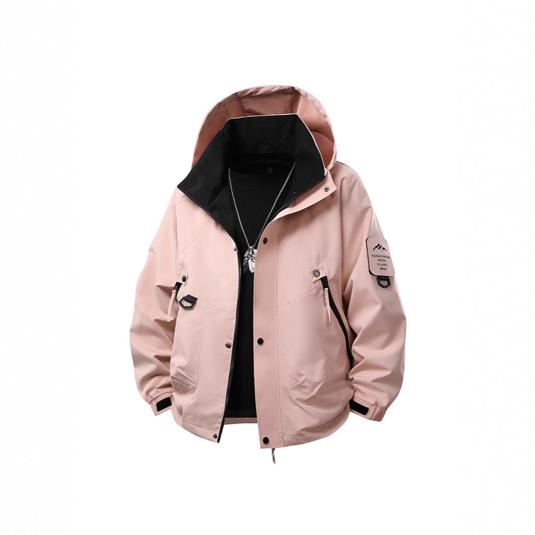 Men's Water-Repellent Hooded Utility Jacket with Multi-Pockets, Drawstring and Zipper Chichicherry