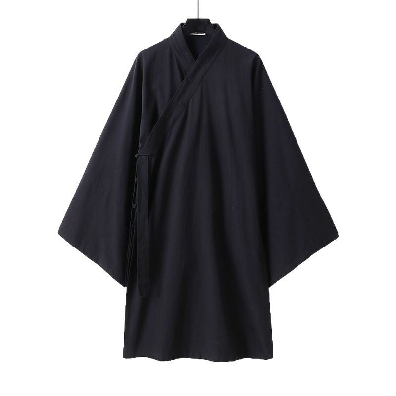 Unisex Oversize Kimono Coat with Wide Sleeves and Asymmetrical Wrap Front Chichicherry