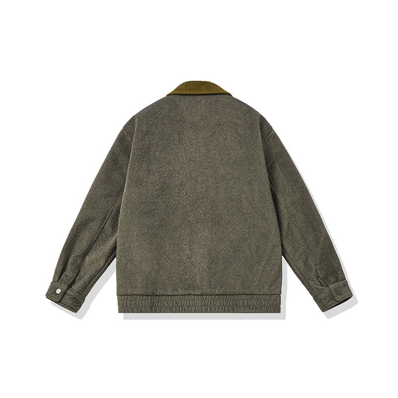 Men's short-cut fleece jacket with cord collar and safety chest pocket Chichicherry