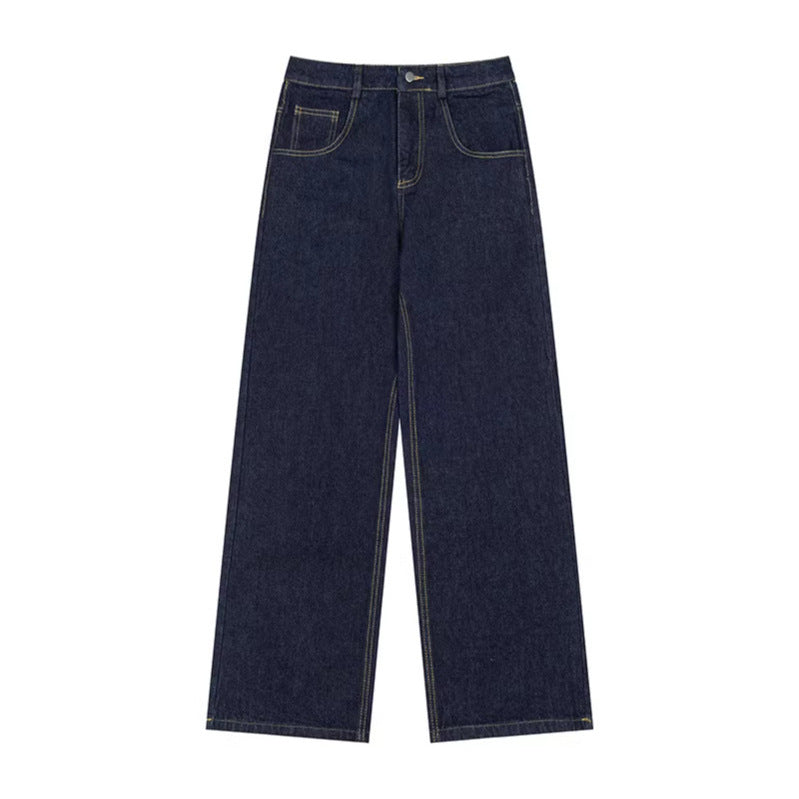 Women's wide high-waist jeans with straight, wide legs and embroidery on back pockets Chichicherry