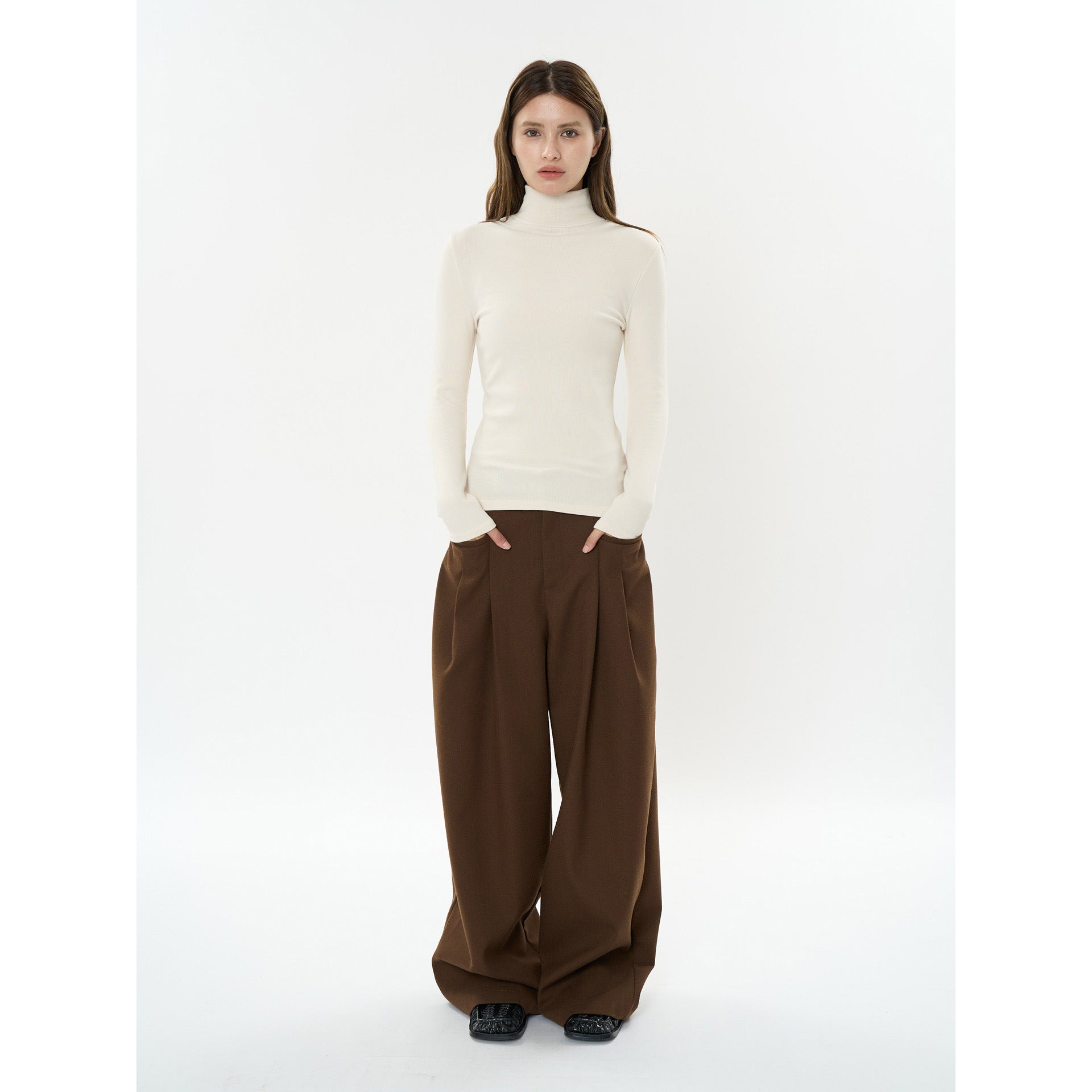 Women's Fitted Turtleneck Long Sleeve made of fine Rib Jersey Chichicherry