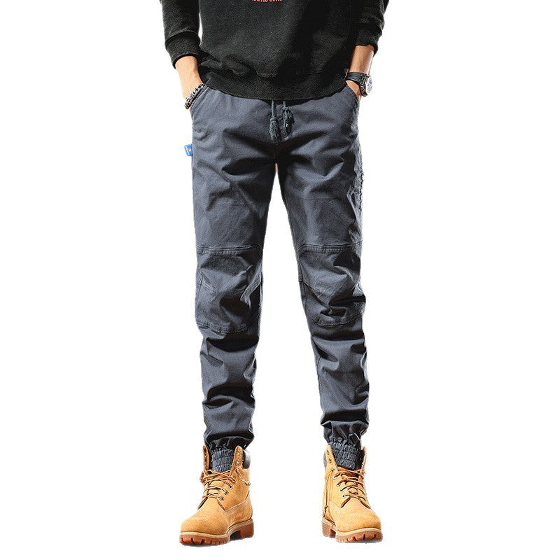 Men's Cargo Jogger Pants with Knee Inserts, Multi-Pockets and Elastic Hem Chichicherry
