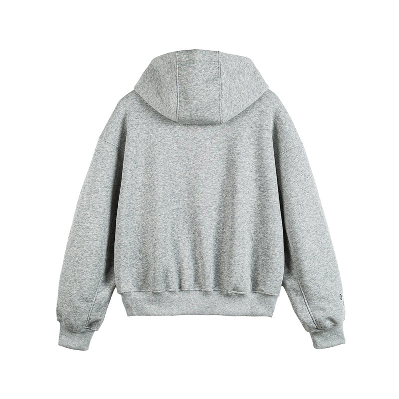 Unisex Oversize Hoodie Zip Jacket with Collegiate Patches Chichicherry
