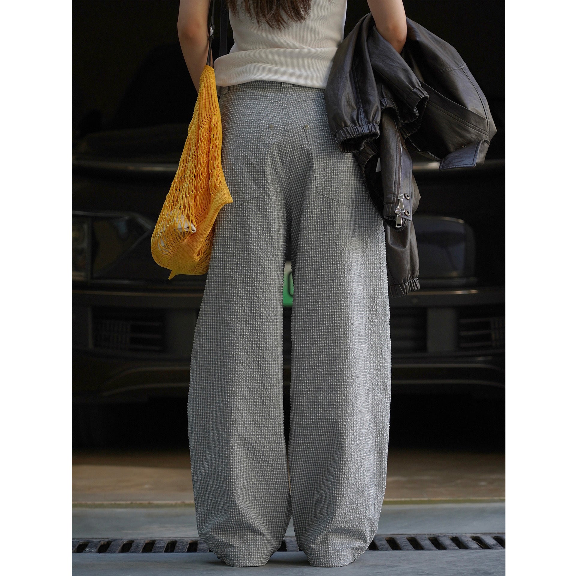 Women's wide structured high-waist pleated trousers in baggy culotte look Chichicherry