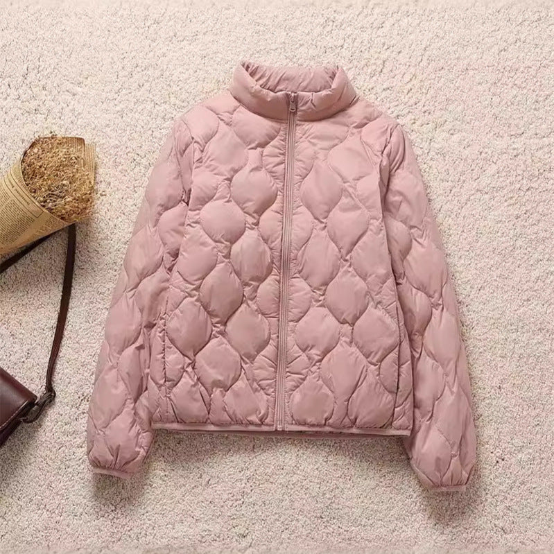 Women's light quilted blouson jacket with organic wave quilting and stand-up collar Chichicherry