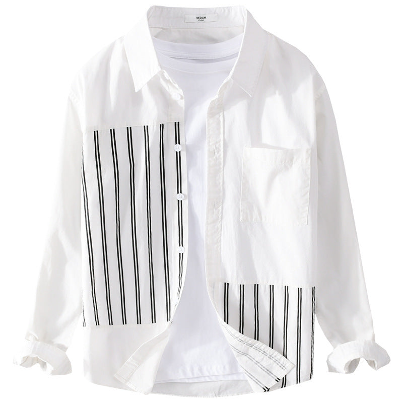 Women's Two-Piece Loungewear Set with Oversized Striped Patch Shirt and Elastic Waist Jogger Chichicherry