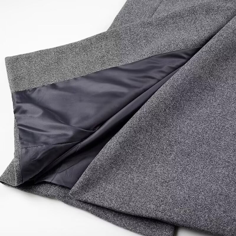 Women's long coat made of wool blend with oversized silhouette, shawl collar and patch pockets Chichicherry