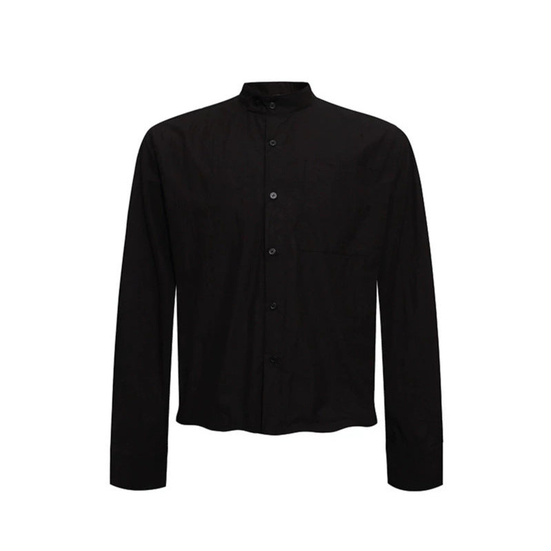 Men's shirt with stand-up collar, chest pocket and relaxed fit Chichicherry