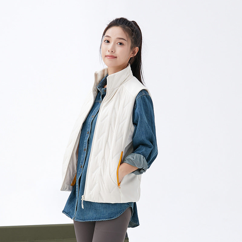 Unisex quilted vest with thermal insulation and high stand-up collar Chichicherry