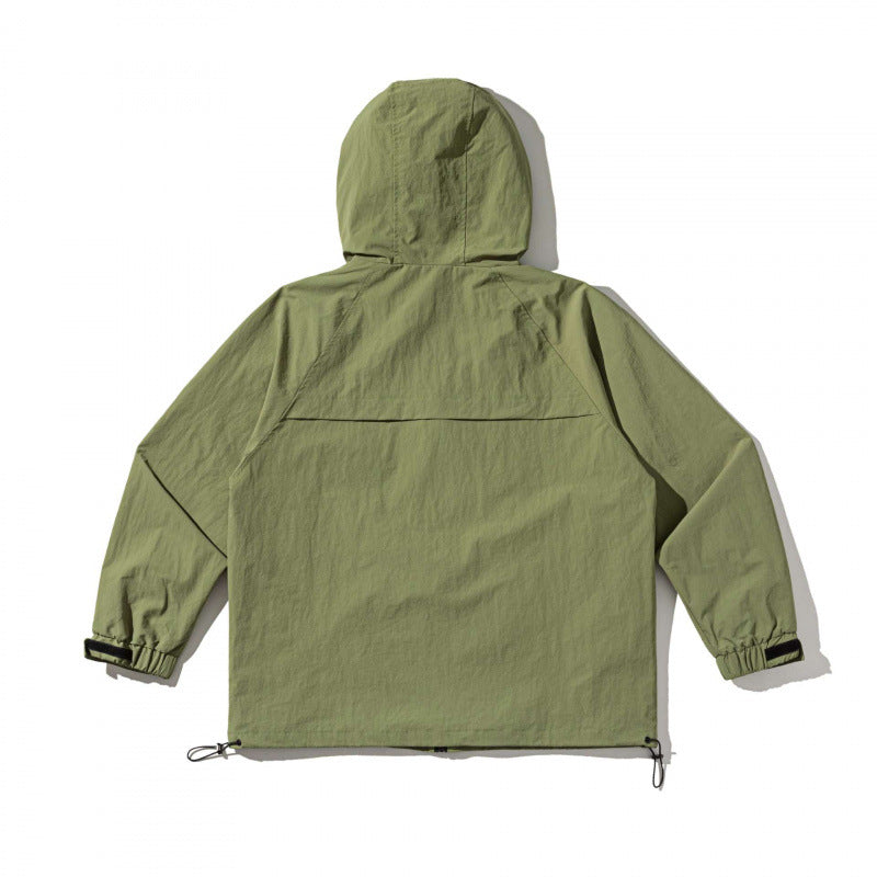 Unisex Technical Oversized Hooded Jacket with Mesh Ventilation Zones, Zipper and Drawstring Chichicherry