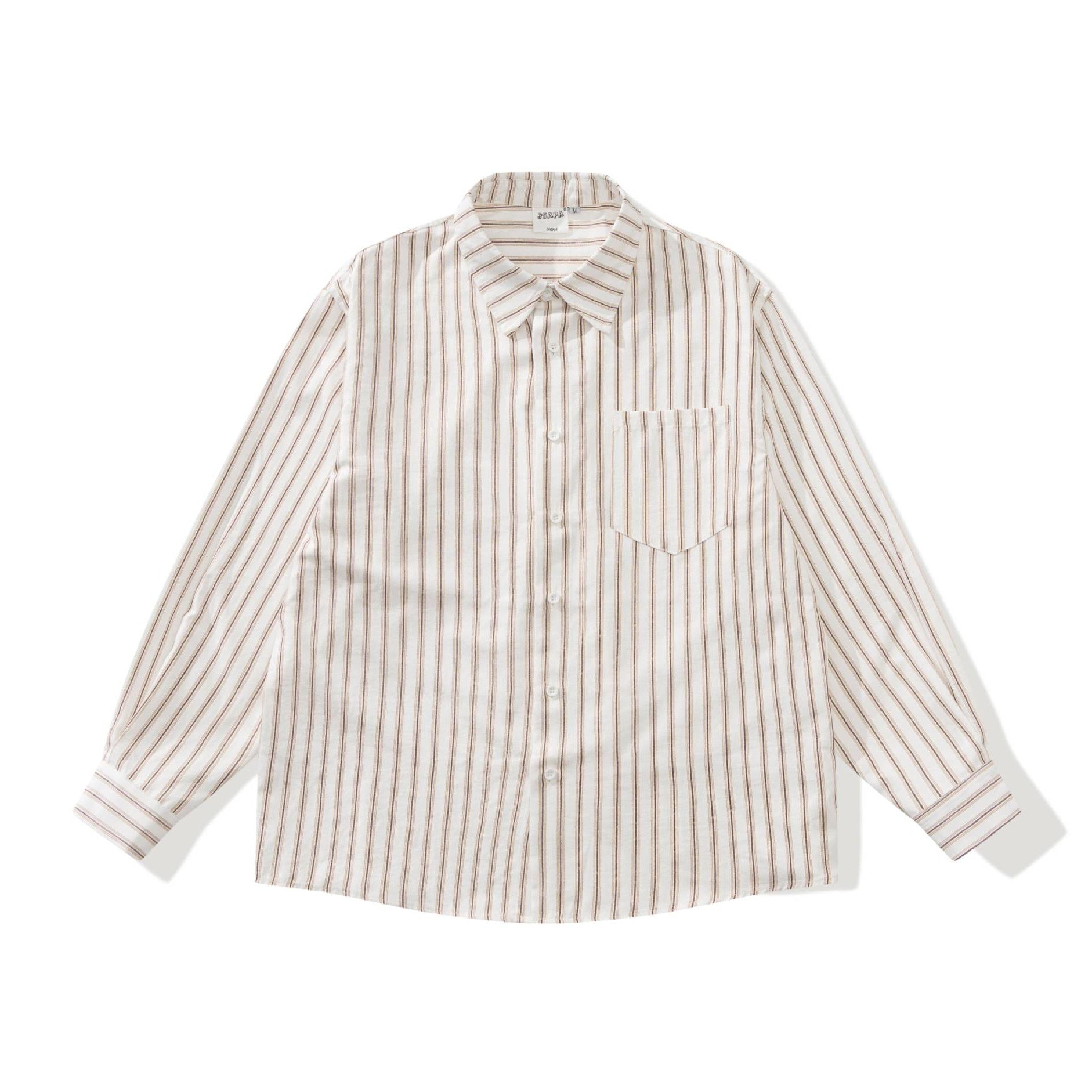 Men's relaxed overshirt in a boxy cut with fine vertical stripes and chest pocket Chichicherry