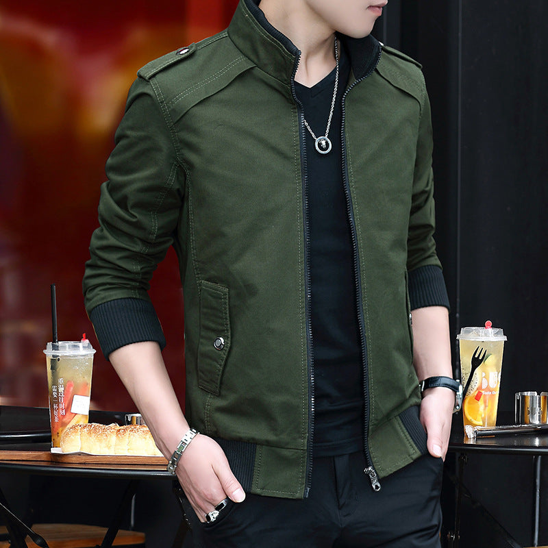 Men's short jacket made of canvas with warming teddy inner lining and shoulder epaulettes Chichicherry