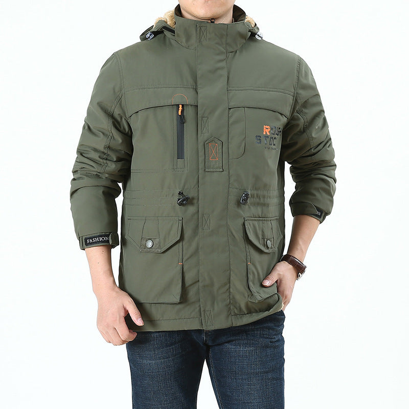 Men's field jacket in urban utility style with multi pockets and high collar Chichicherry