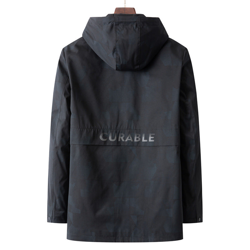 Men's Waterproof, Breathable City Overall Jacket with Hood and Minimalist Utility Look Chichicherry
