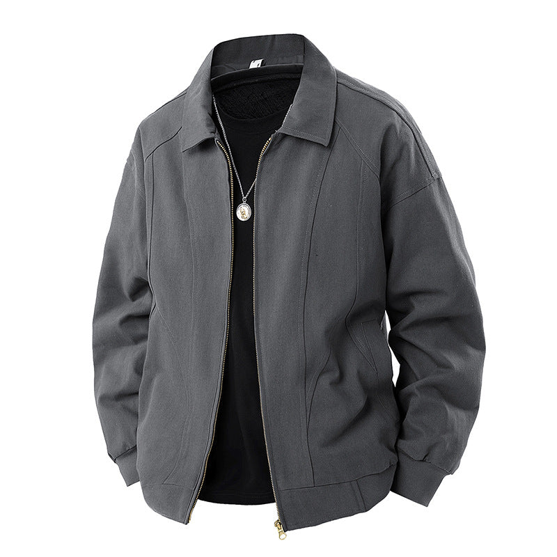 Men's Modern Blouson with Shirt Collar, Two-Way Zipper and Subtle Division Seam Chichicherry