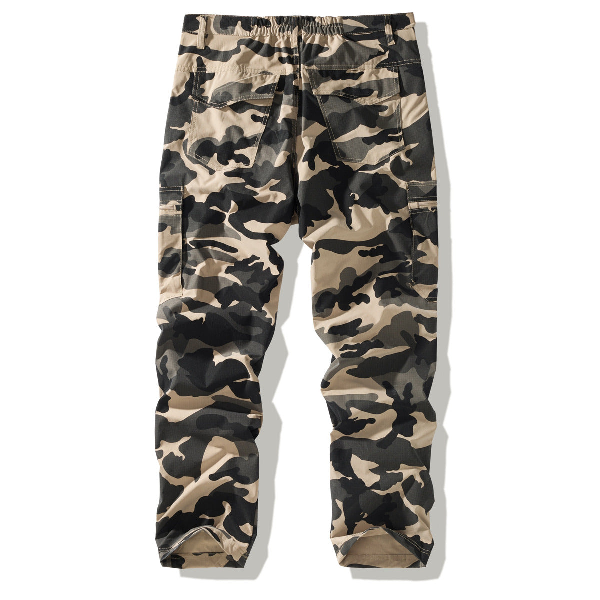 Men's Tactical Cargo Pants with Knee Reinforcement, Multiple Zipper Pockets and Elastic Waistband Chichicherry