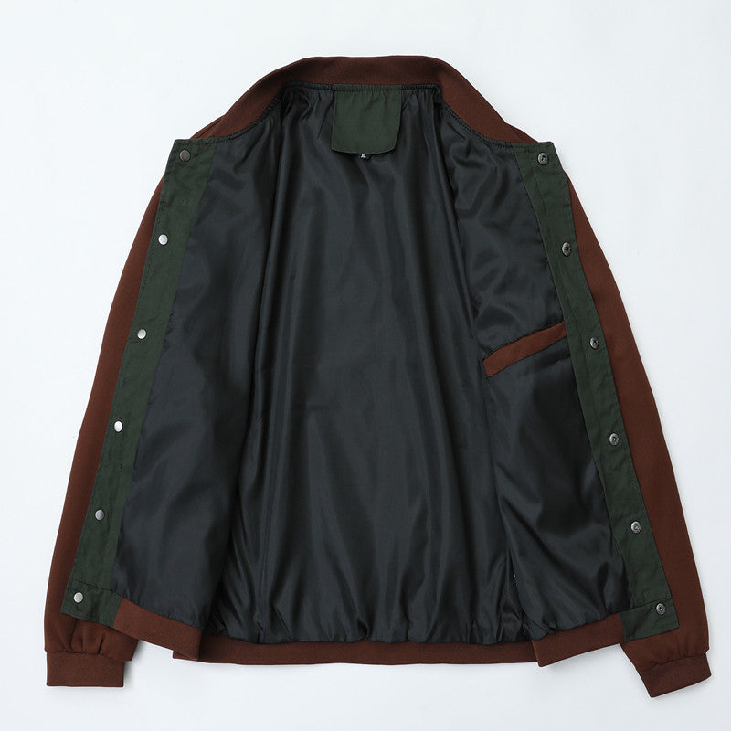 Men's varsity bomber jacket in canvas mix with snap button placket and ribbed cuffs Chichicherry