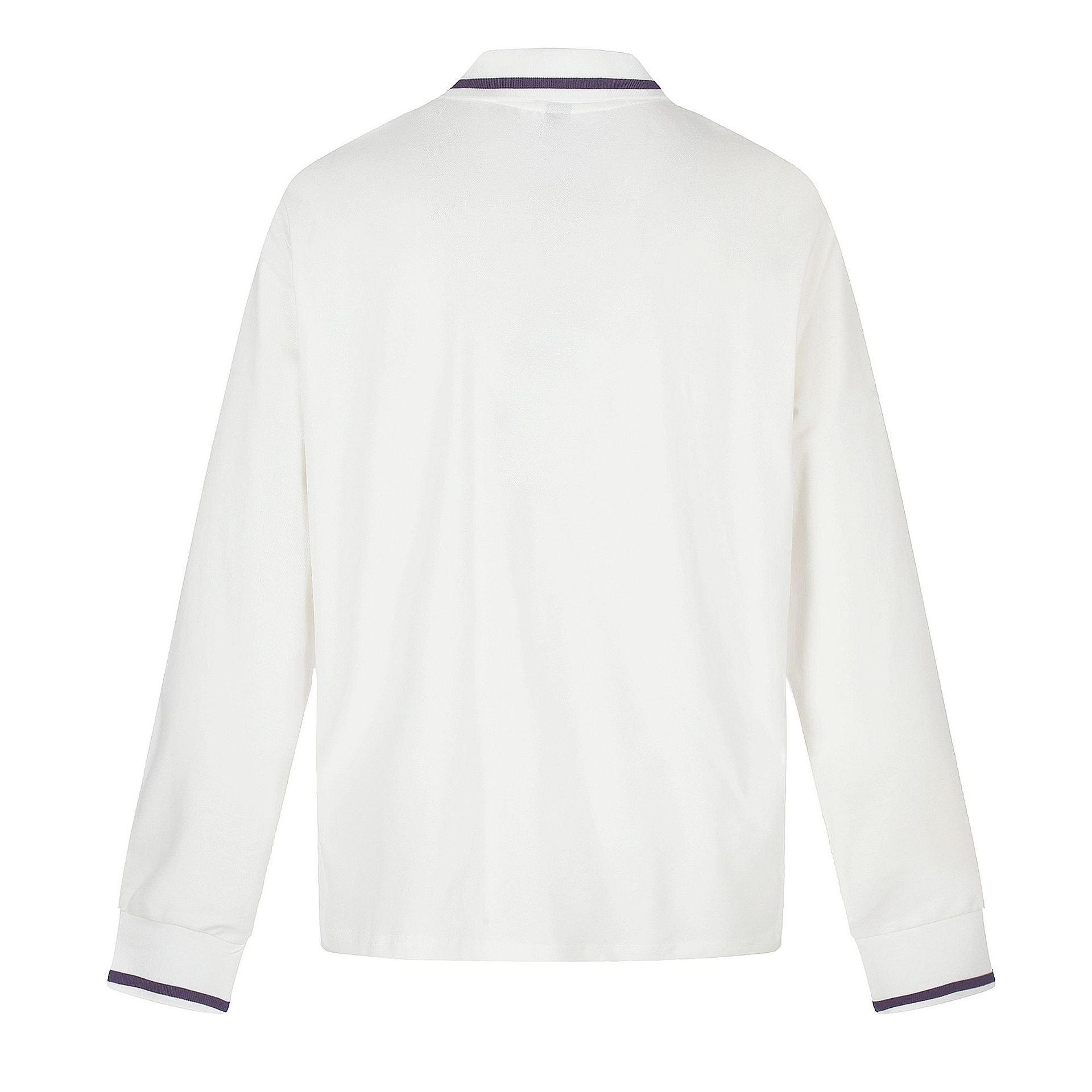 Women's Long Sleeve Polo Shirt with Rhinestone Appliqué and Contrasting Cuffs Chichicherry