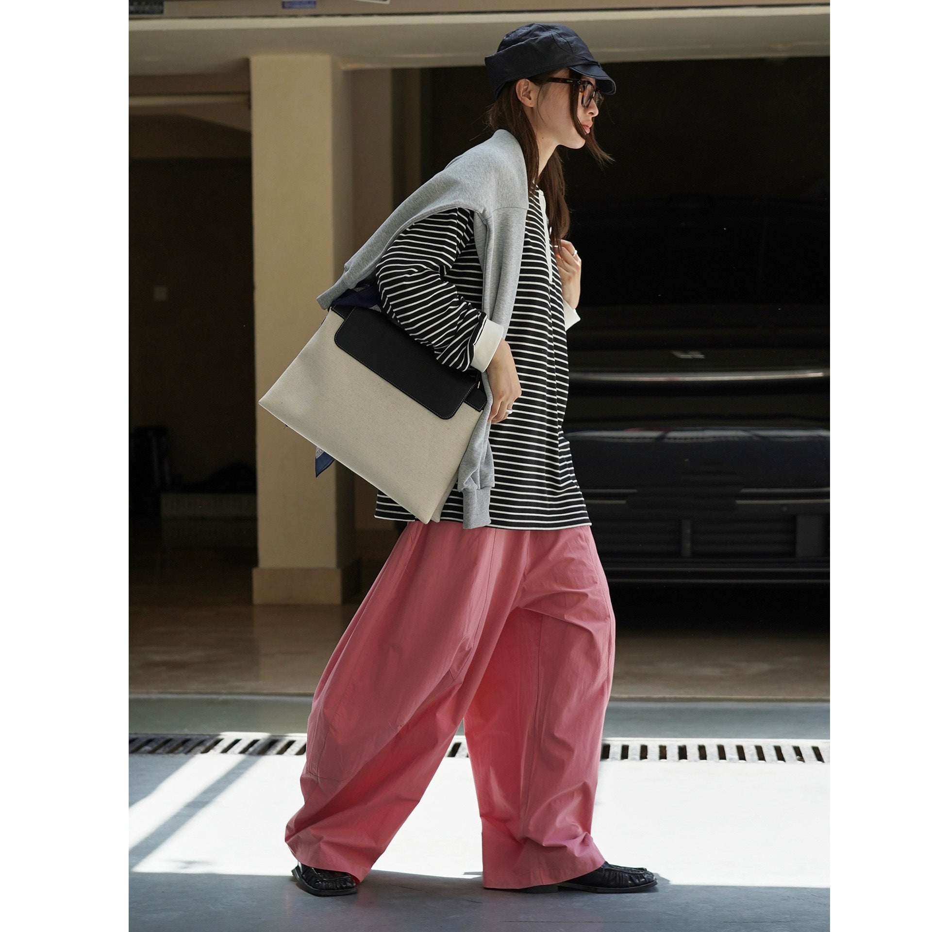 Women's Casual Breton Shirt in Oversized Cut with Henley Placket Chichicherry