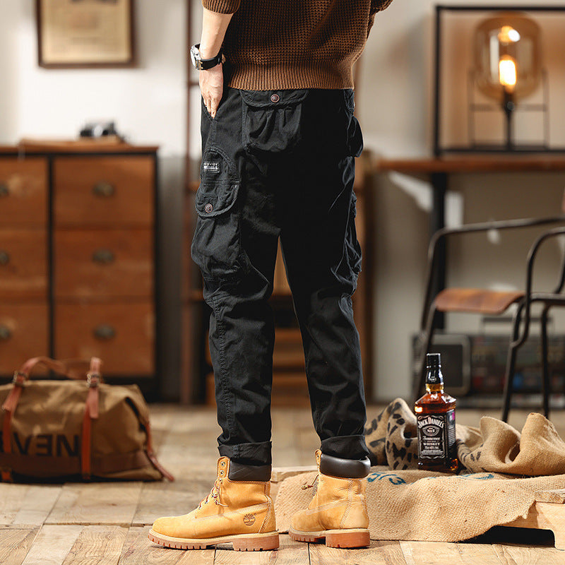 Men's Slim-Fit Cargo Pants made of Cotton Twill with Multi-Pockets Chichicherry