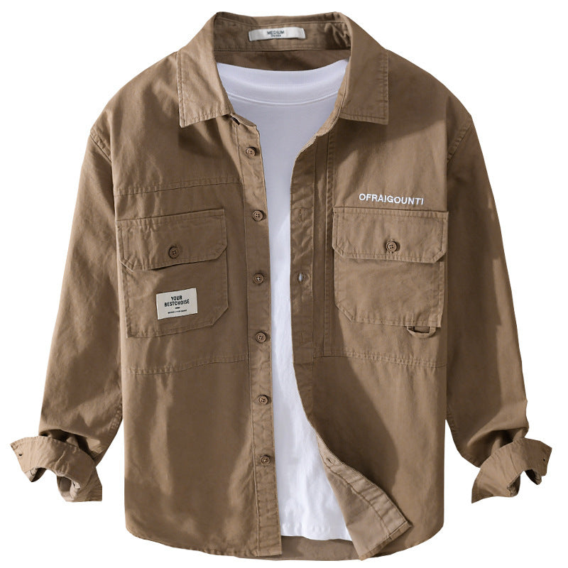 Men's Field Overshirt in Military Style with Patch Chest Pockets and Relaxed Fit Chichicherry