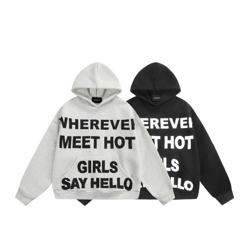 Unisex Oversize Hoodie with large slogan print and kangaroo pocket Chichicherry