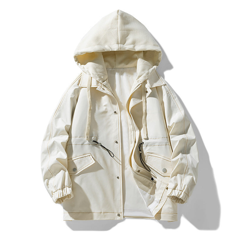 Men's utility field jacket with contrasting hood, adjustable hem and large patch pockets Chichicherry